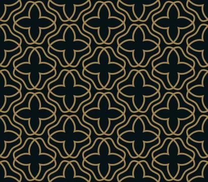 Seamless pattern. Graphic lines ornament. Floral stylish background. Stock Illustration