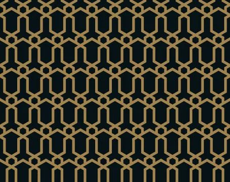 Seamless pattern. Graphic lines ornament. Floral stylish background. Stock Illustration