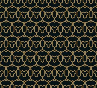 Seamless pattern. Graphic lines ornament. Floral stylish background. Stock Illustration