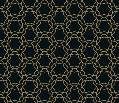 Seamless pattern. Graphic lines ornament. Floral stylish background. Stock Illustration