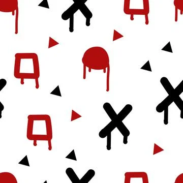 Seamless pattern with graphic shapes on a white background. Smudges, splashes Stock Illustration