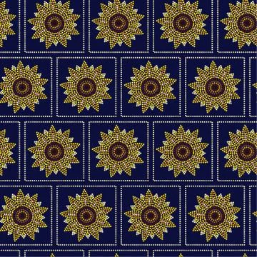 Seamless pattern graphic sunflower in dots Stock Illustration