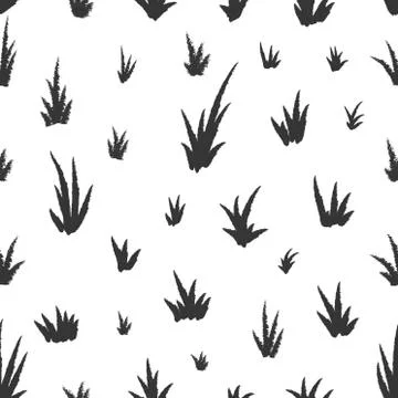 Seamless pattern with grass pattern. Hand drawing grass, template for greeting Stock Illustration