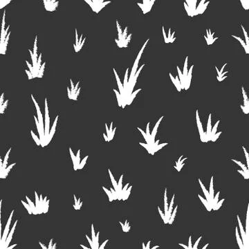 Seamless pattern with grass pattern. Hand drawing grass, template for greeting Stock Illustration