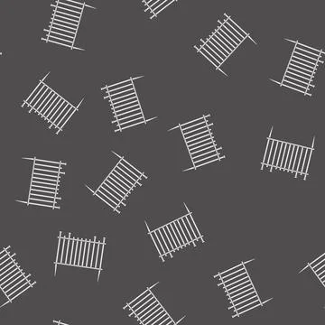 Seamless pattern grass white fence cartoon vector Stockillustratie