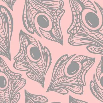 Seamless pattern of gray abstract decorative elements on a pink background 스톡 일러스트
