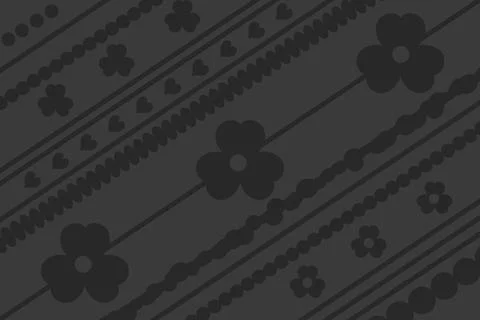 Seamless pattern, gray background with flowers, clover leaves, stripes for fa Illustrazione stock