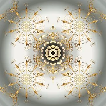 Seamless pattern on gray, beige and neutral colors with golden elements. Seamles Stock Illustration