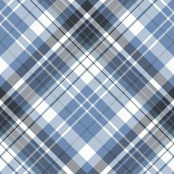 Seamless pattern in gray, discreet blue and white colors for plaid, fabric, Stock Illustration
