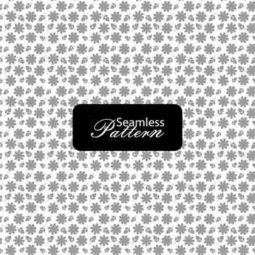 Seamless Pattern of Gray Floral Sprigs on White Background Illustrazione stock