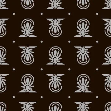 Seamless Pattern with gray Leaves on black background Stock Illustration