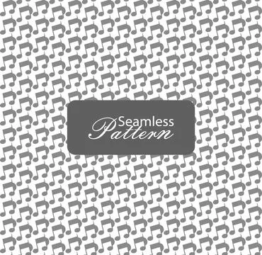 Seamless pattern of gray musical notes on white background for music and so.. 스톡 일러스트