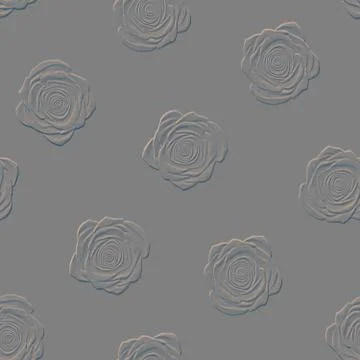 Seamless pattern of gray roses on grey background 스톡 일러스트