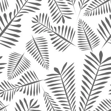 Seamless pattern of gray simple leaves - monochrome Illustrazione stock