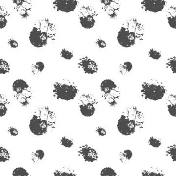 Seamless pattern of gray spots and splashes. Black circles and blots. Vector 스톡 일러스트