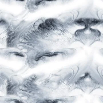 Seamless pattern gray waves, creative abstract hand painted background, marbl Stock Illustration