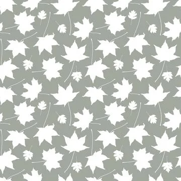 Seamless pattern gray white maple leaves silhouette collection. nature scandi Illustrazione stock