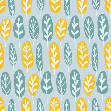Seamless pattern gray yellow autumn leaf foliage trendy color for textile wal Stock Illustration