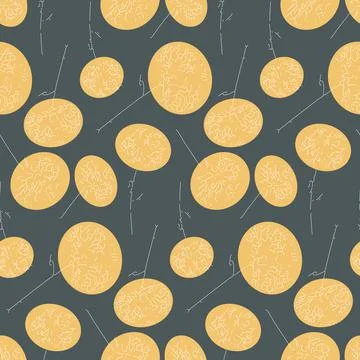 Seamless pattern gray yellow dandelion flower, vector illustration for textil Stock Illustration