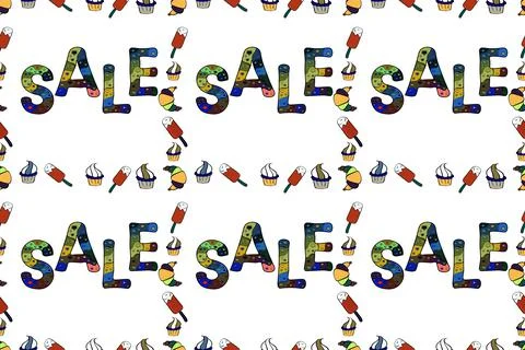 Seamless pattern. Great for social media. Raster illustration. Giveaway poster, Illustrazione stock