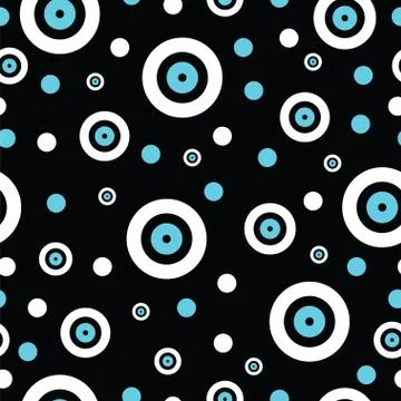 Seamless pattern with greek evil eye in black and turquoise colors Stock Illustration