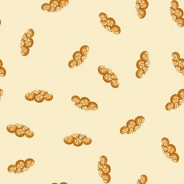 Seamless pattern greek loukoumades dessert with white syrup topping Stock Illustration