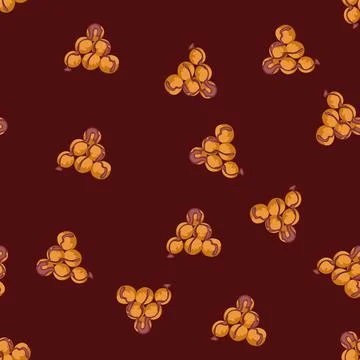 Seamless pattern greek loukoumades donuts with chocolate sauce topping Stock Illustration