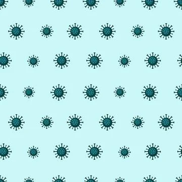 Seamless pattern with green abstract coronavirus Stock Illustration