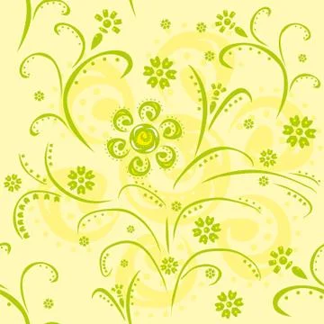 Seamless pattern with green abstract flowers Illustrazione stock
