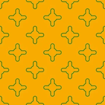Seamless pattern of green abstract geometric shapes on a yellow background... 스톡 일러스트