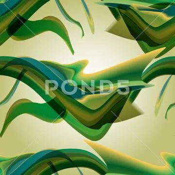 Seamless pattern of green abstract waves Ilustração Stock