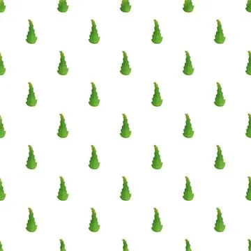 Seamless pattern of green aloe vera leaves on white background Illustrazione stock