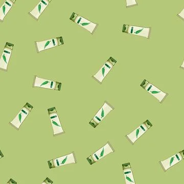 Seamless pattern green aloe vera cosmetic cartoon vector Illustrazione stock