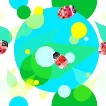 Seamless pattern with green and blue circles. Stock Illustration