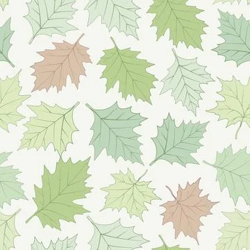 Seamless pattern of green and brown autumn leaves Stock Illustration