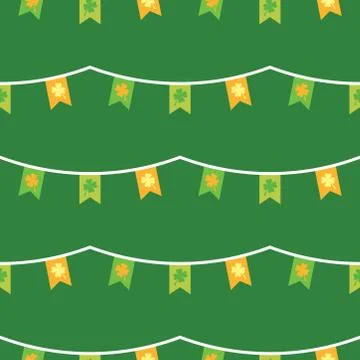 Seamless pattern with green and orange flags Stock Illustration