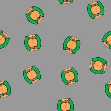 Seamless pattern Green and orange camping compression bag icon Stock Illustration