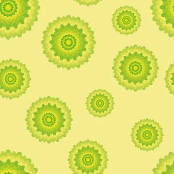 Seamless pattern with green and yellow flowers Stock Illustration