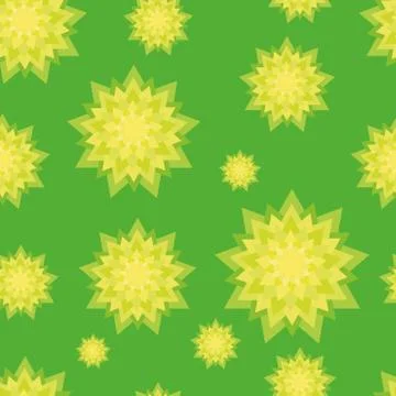 Seamless pattern with green and yellow flowers Stock Illustration