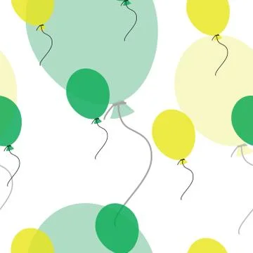 Seamless pattern with green and yellow balloons vector Stock Illustration