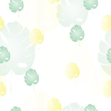 Seamless pattern with green and yellow tropical leaves vector Stock Illustration