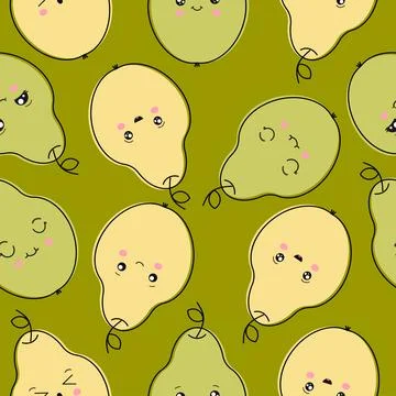 Seamless pattern of green and yellow pears. Vector illustration for your design. Illustrazione stock