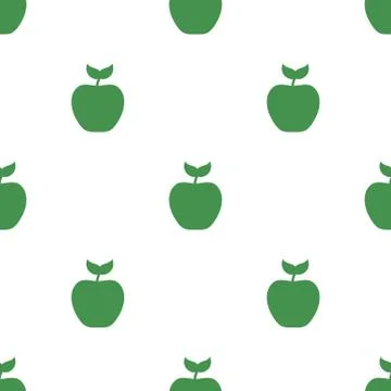 Seamless pattern with green apple icon. Green ecological sign. Vector. Stock Illustration