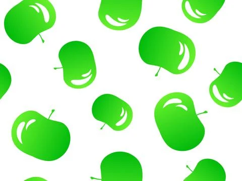 Seamless pattern with green apples on a white background. Apples with a ref.. Stock Illustration