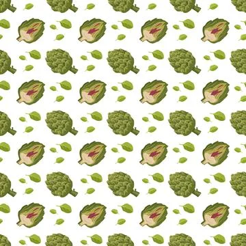 Seamless pattern with green artichoke Stock Illustration