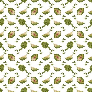 Seamless pattern with green artichoke Stock Illustration