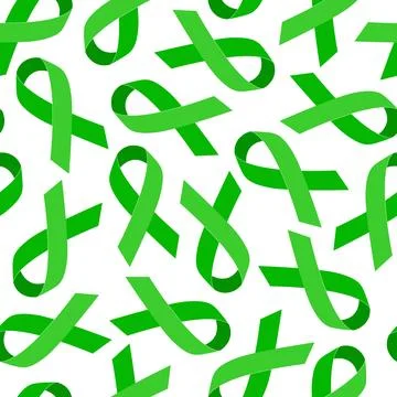 Seamless pattern with Green Awareness ribbon. Awareness for Glaucoma, Organ.. Stock Illustration