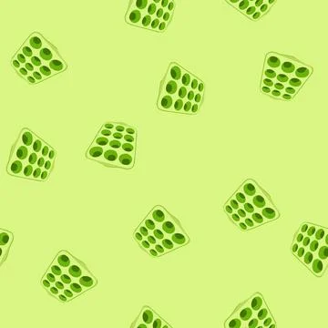 Seamless pattern green baking pan for cupcakes or muffins Stock Illustration