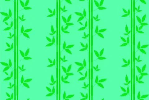 Seamless pattern with green bamboo leaves on a green background. Stock Illustration