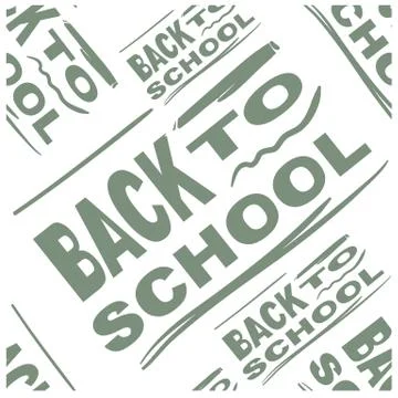 Seamless pattern green bay text  Back to school with pen Stock Illustration